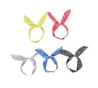 PENIKOKO 5pcs Paisley Wire Headbands with Stylish Rabbit Ear Design Twisted Bow Hair Bands for Women Reusable Soft Fabric Headdress for Exercise Parties Travel Beach Accessory