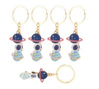 PENIKOKO 5pcs Planet-themed Astronaut Keychain Set Metal Space Keyrings for Backpack Purse Bag Charms Party Souvenir Accessories