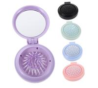 PENIKOKO 5PCS Portable Foldable Round Massage Comb with Mirror for Women Mini Pocket Hairbrush Compact Travel Detangling Brush with Flexible Bristles Gentle Scalp Care and Stylish Hair