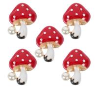 PENIKOKO 5pcs Red Mushroom Car Air Vent Clips, Alloy Car Air Conditioner Vent Accessories, Cute DIY Mushroom Charms for Auto Interior Decoration