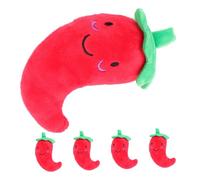 PENIKOKO 5pcs Squeaky Dog Chew Chili Pepper Shape Plush Interactive Sound for Teething Puppies and Cats Indoor Outdoor Pet Entertainment