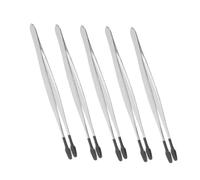 PENIKOKO 5pcs Stainless Steel Craft Tweezers Flat Precision Multipurpose Tools for Stamp Collecting Coin Organization and False Eyelash Application Portable