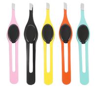 PENIKOKO 5pcs Stainless Steel Eyebrow Tweezers and Scissors for Women and Men Eyebrow Hair Trimmers with Non-Slip Pads Convenient Grooming Tools for Precise Shaping and Daily Use