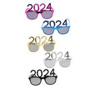 PENIKOKO 5Pcs Year Party Eyeglasses with Rhinestone Plated Frames in Black Gold Silver Blue Rose Red Funny Photo Booth Props for Year Eve Decorations and Celebration Accessories