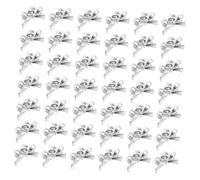 PENIKOKO 60pcs Silver Mini Hair Bow Clips for Women Non Slip Tiny Bowknot Barrettes Elegant Side Bang Holders for Daily Wedding Party Accessories
