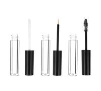 PENIKOKO 6Pcs 3Ml Matte Black Cap Plastic Bottles for DIY Mascara Eyelash Cream and Eyelash Brush Containers for Portable Makeup Use