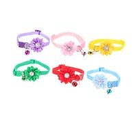 PENIKOKO 6pcs Adjustable Supple Pet Collars with Flower Design and Bells Comfortable Decorative Neckwear for Cats and Dogs Stylish Multi Color for Unique Party Accessories