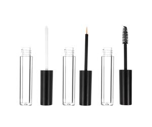 PENIKOKO 6pcs Black Cap Plastic Eyelash Brush Bottles with Body, Compact and Sturdy Makeup Containers That Won't Easily Deform or Break, for DIY Mascara and Lip Gloss Storage