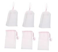 PENIKOKO 6pcs Mini 9x9cm and 9x15cm Soap Foaming Nets Set with Drawstring Pouch for Face Cleansing and Bubble Foaming, Soft Mesh Bags for Skincare and Shower Use