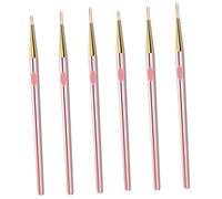 PENIKOKO 6Pcs Rose Gold Nail Line Pens Portable Nail Drawing Brush Set for Manicure Easy Grip with Lid Manicure at Home