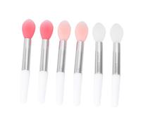 PENIKOKO 6pcs Silicone Lip Brush Portable Single Head Lipstick Applicator Makeup Tool Kit with Translucent Flesh Pink Watermelon Red for Precise Lip Gloss Application