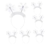 PENIKOKO 6pcs Womens Holiday Headband Holiday Decoration Thin Snow Decorations Christmas Headdress Headband Cute Snowflake Hair Hoops Xmas Headpiece Christmas Party Snow Powder White