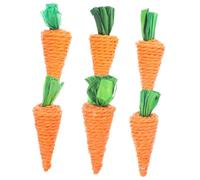 PENIKOKO 6Pcs Woven Carrot Molar for Hamsters Rabbits and Guinea Pigs Natural Straw and Playtime Medium