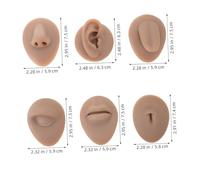 PENIKOKO 7Pcs Soft Silicone Tattoo Practice Models for Piercing and Makeup Training - Realistic Ear, Nose, Lip, Eye, Tongue, Belly Button Body Parts Set in Brown for Artists and Students