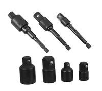 PENIKOKO 7pcs Steel Socket Adapter and Reducer Set with Extension Rods High Hardness Impact Screwdriver Socket Set for Torque Transfer and Drive Conversion Heat Treated Repair Tool Kit