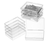 PENIKOKO 8 Pcs Small Clear Plastic Storage Boxes Sturdy Transparent Rectangular Containers for Playing Cards Jewelry Beads Organizer with Stackable Compact Design