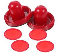PENIKOKO 8PCS Air Hockey Pushers and Pucks Ergonomic Red Replacement for Game Tables Includes Pushers Sliders Pucks Durable Accessories for Competitive Play