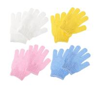 PENIKOKO 8Pcs Double-sided Exfoliating Gloves Bath Wash Mitts Five Fingers Body Scrubber for Deep Cleansing and Back Massage Each Color Yellow White Blue Pink Suitable for All Skin Types