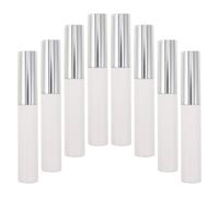 PENIKOKO 8pcs Empty Eyelash Tube and Lip Gloss Container Set 10ml 0.3oz with Matte Silver Tube and Sleek White Bottle Compact Design Prevents Oxidation for DIY Makeup Storage