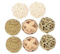 PENIKOKO 8Pcs Hamster Chew Small Pet Molar Balls for Teeth Grinding Natural Rattan Bunny Chew for Hamsters Guinea Pigs Rabbits Rats and Small Animals Protects Teeth and Prevents Biting