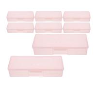 PENIKOKO 8pcs Nail Tool Storage Container Pink Plastic Organizer Box Lightweight Impact Resistant Elegant Design with Nail Brush Holder for Travel and Parties