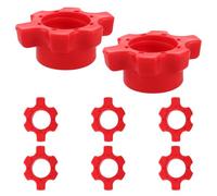 PENIKOKO 8pcs Red Spinlock Screw Clamp Dumbbell Weight Nuts PE Construction Anti-slip Barbell Collars for Standard Bars Reliable Weightlifting Clamps for Gym and Home Use