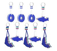 PENIKOKO 9pcs Floating Keychain Cartoon Design with Dolphin Shark Lifebuoy Key Floats for Boating Surfing Swimming Beach Water Sports High Buoyancy Visible Colors Portable Pendant