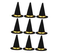 PENIKOKO 9pcs Mini Felt Witch Hats for Halloween Party Decorations Black Wizard Hat Bottle Toppers DIY Crafts Table Decor Fun for All Ages Reusable Lightweight Design