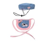 PENIKOKO Adjustable Denim Cat Hat and Bandana Set for Small Pets Multi-pet Comfortable Bib with Drool Protection Washable Puppy Party Costume Accessories for Cats and Small Dogs
