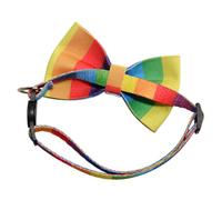 PENIKOKO Adjustable Rainbow Bowknot Pet Collar Lightweight Dog Cat Collar with Safety Buckle Comfortable Fit Easy Spotting for Outdoor Use