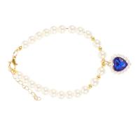 PENIKOKO Adjustable Sapphire Pearl Cat Collar Small Size Wear-resistant Pet Necklace Decorative Dog Collar for Puppies and Cats