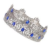PENIKOKO Baroque Vintage European Prince Crown with Blue Crystals Lightweight Comfortable Royal Tiara for Mens Wedding Prom Halloween Party Elegant Noble Design Accessory