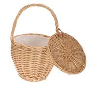 PENIKOKO Bohemian Hand Woven Rattan Travel Lunch Bag Large Capacity Summer Handbag for Beach Vacation Casual Use Random Color