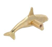PENIKOKO Brass Dolphin Cabinet Door Pull Knob, Solid Brass Vintage Drawer Handle for Kitchen Cupboards, Wardrobe and Dresser Hardware, Natural Color, Decorative Animal Design