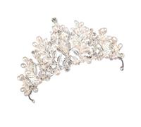 PENIKOKO Bridal Tiara Crown for Women, Korean Handmade Pearl Crystal Wedding Hair Accessory, Fairy Wedding Hair Ornament Suitable for Brides and Special Occasions