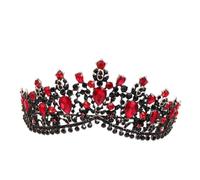 PENIKOKO Bridal Tiara Rhinestone Headpiece Wedding Crown with Antique Gold and Red Design Hair Jewelry for Bride Prom Birthday Queen Elegant Wedding Accessories