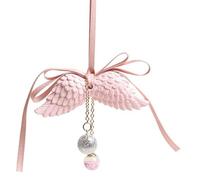 PENIKOKO Car Rearview Mirror Air Freshener Pendant with Double-sided Pink Angel Wings, Vanilla Scented Hanging Car Perfume Accessory Set for Interior Decoration