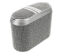 PENIKOKO Car Trash Can with Double Open Lid, Rhinestone Decorated Vehicle Garbage Container, Small Waste Bin for Car Door Organizer and Truck Interior Storage