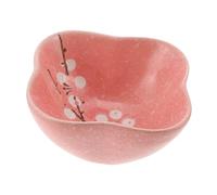 PENIKOKO Ceramic Hamster Feeding Bowl Anti-tip Design, Decorative Multi-function Chinchilla Food Dish, Pet Food Bowl for Small Animals, Pink Pattern, Suitable for Hamsters and Guinea Pigs