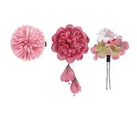 PENIKOKO Chinese Flower Hair Clips 3pcs Artificial Flower Barrette Set in Rose Red Fabric Hair Ornament for Women Elegant Chinese Style for Hanfu Wedding and Daily Wear