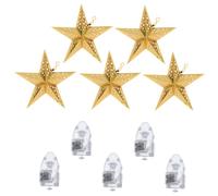 PENIKOKO Christmas Hanging Pendant Stereo Star Lights with Yellow LED Mini Battery Gold Paper Lampshade Xmas Decoration for Home Festival Party