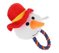 PENIKOKO Christmas Snowman Plush Pet Chewing with Cotton Rope, Interactive Bite-resistant Dog and Cat Chew, Kitten Tooth Cleaning Plaything for Puppy Teeth Care