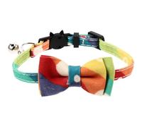 PENIKOKO Colorful Cat Collar with Bowtie and Bell, Nylon Kitten Collar with Elastic Strap, Stylish and Creative Pet Decoration for Holiday Or Birthday Party