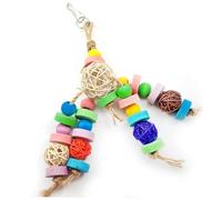 PENIKOKO Colorful Parrot Chew Hanging Bird Bite for Small Birds Parakeets Cockatiels African Greys Cage Accessories Safe Material Fun Playground for Climbing and Exploring Random Color