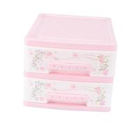 PENIKOKO Compact Double-layer Plastic Cosmetic Organizer Storage Box, Small Pink Multi-purpose Makeup Drawer for Kids Hair Clips and Accessories, Space-saving Beauty Storage Case