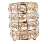 PENIKOKO Crystal Pen Holder Makeup Brush Storage Container with Capacity and Stable Low Center of Gravity Stylish Desktop Organizer for Home and Office Golden Decorative Cosmetic and