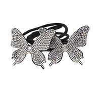 PENIKOKO Crystal Rhinestone Butterfly Hair Bun Maker Set, Silver Hair Donut Shaper Tool for Women Diy Updo Hairstyling Accessories