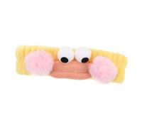 PENIKOKO Cute Elastic Makeup Headband for Women with Whimsical Sausage Mouth Design Soft Plush Face Washing Hairband Spa Headwrap Yellow Cartoon Turban for Hair Styling and