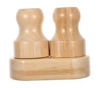 PENIKOKO Cutting Board Oil Wax Applicator Set Round Bamboo Wood Brush and Double Base Holder, Food Grade Mineral Oil Tool for Wooden Chopping Boards, Kitchen Utensil and Countertop Care