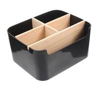 PENIKOKO Detachable Bamboo Wood Makeup Organizer Box Desktop Cosmetic Storage Case with Capacity for Vanity Natural Black Square Sundries Holder for Bathroom and Bedroom